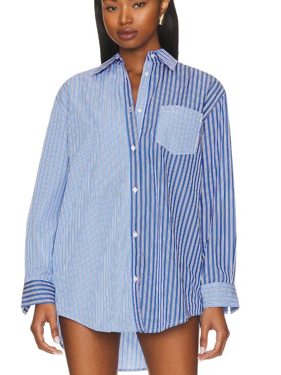 SOLID & STRIPED Tops - Solid & Striped Oxford Tunic Blue Stripe Button Down Cover Up Medium NWOT
